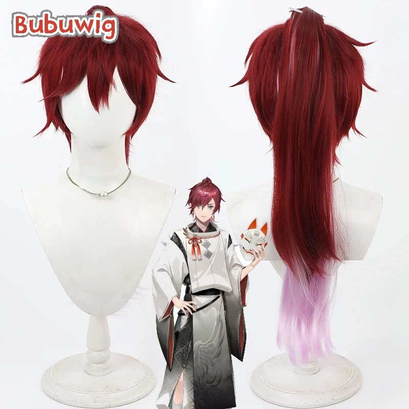 

Bubuwig Synthetic Hair Lauren Iroas Cosplay Wigs Virtual YouTuber Lauren Iroas 60cm Red Mixed Pink Ponytail Wig Heat Resistant