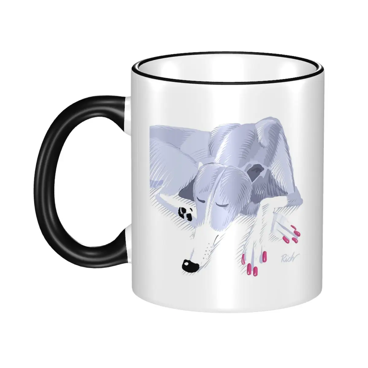 The Blue Hound With The Pink Nails Mug Funny Ceramic Coffee Cups Tea Mugs Milk Cup Drinkware Gift for Friends