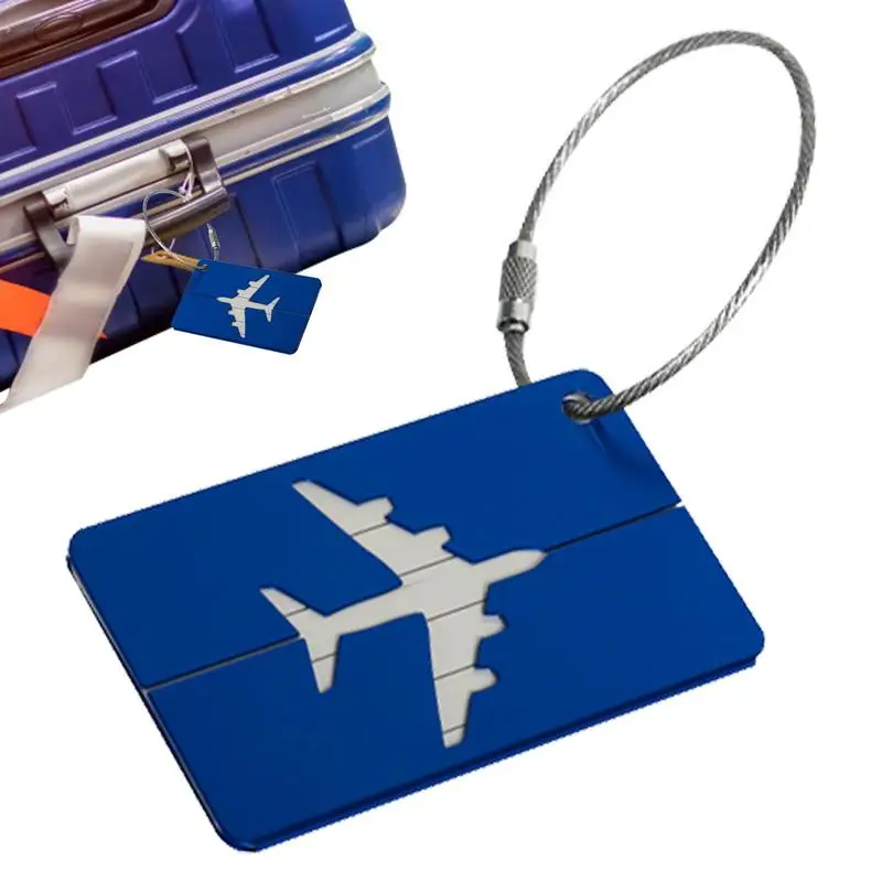 Blue/Red Durable Travel Luggage Tags Baggage Name Tags Suitcase Address Label Holder Aluminium Alloy Luggage Tag Portable