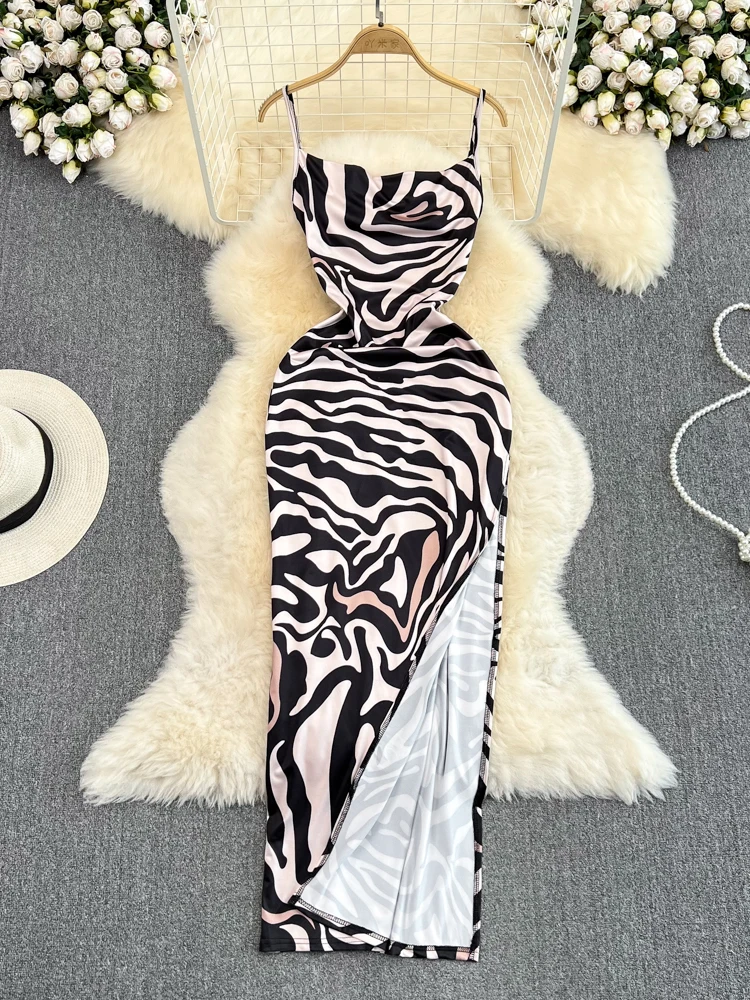 blue dress for baby girl Sahara | Leopard Print Satin V-Neck Maxi Dress with Black Lace Trim main image 0