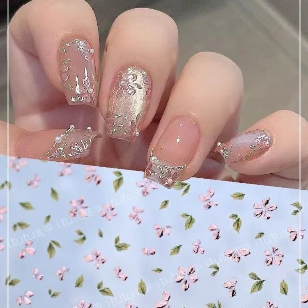 New Bronzing Flower Nail Art Rose Gold Relief Small Floral Nail Decoration Nail Art Charms Nails Art Accessories