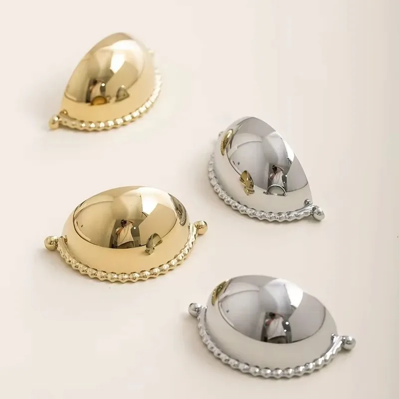 Solid Brass Silver Gold Handles Kitchen Cabinet Pulls Shell-shaped Thumb Handle Furniture Drawer Knobs Bar Counter Handles