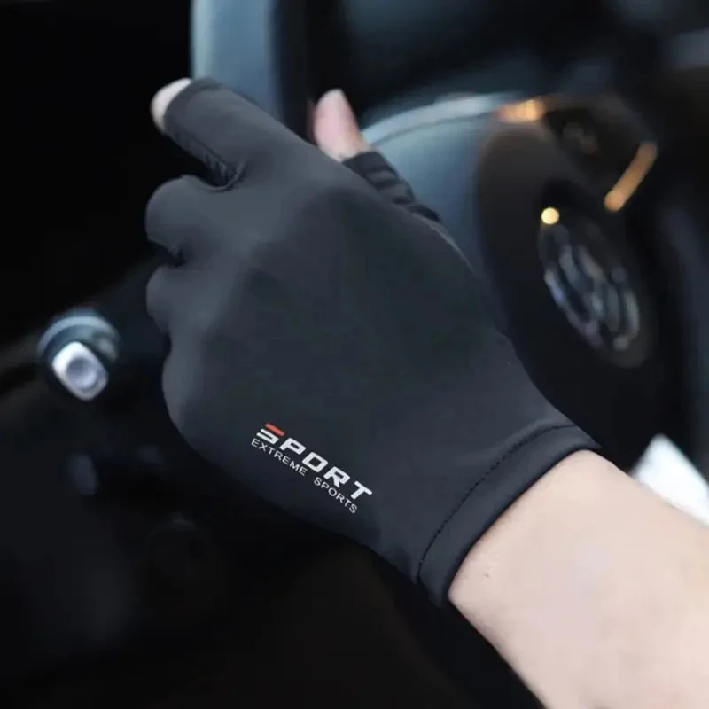 1/2 pairs Ice Silk Halffinger Cycling Gloves for Men and Women Outdoor Sports Fitness Driving Fishing Highelastic Comfortable