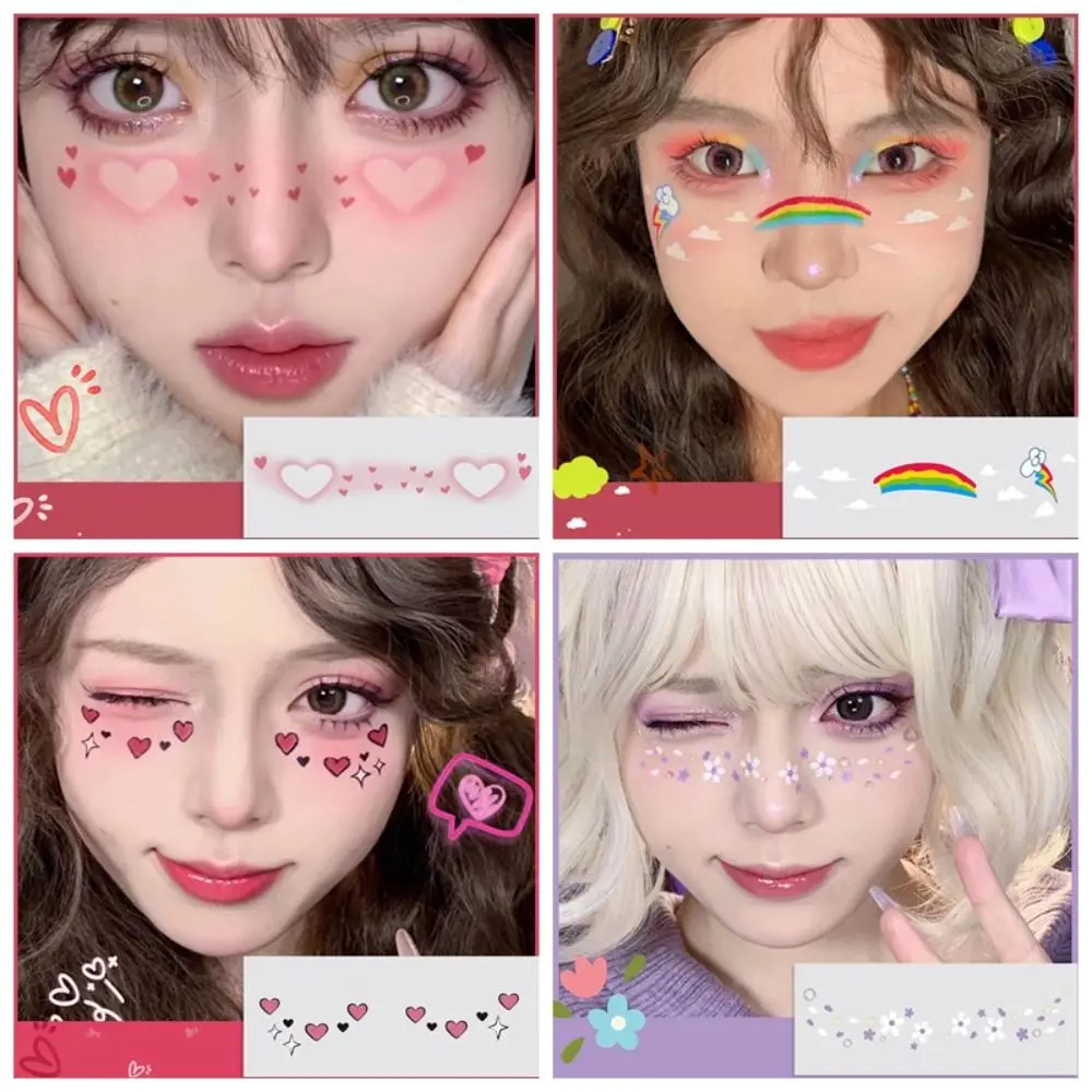 

No Irritation Face Tattoo Stickers Disposable Sweatproof Blush Face Patch Environmentally Waterproof Decorative Stickers Women