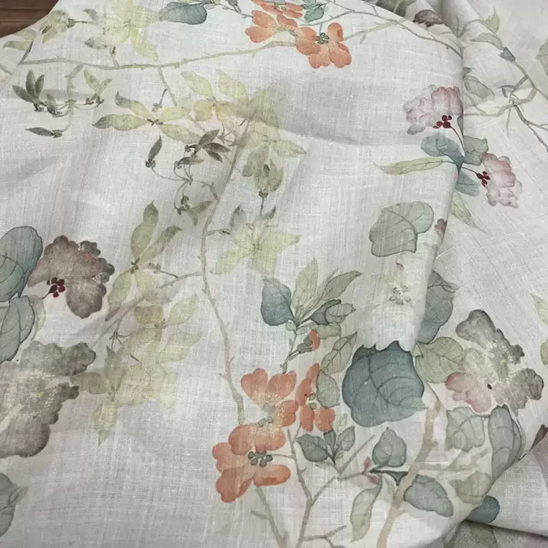 

Pure ramie printed fabric, used for making high-end summer clothing sewing fabrics.