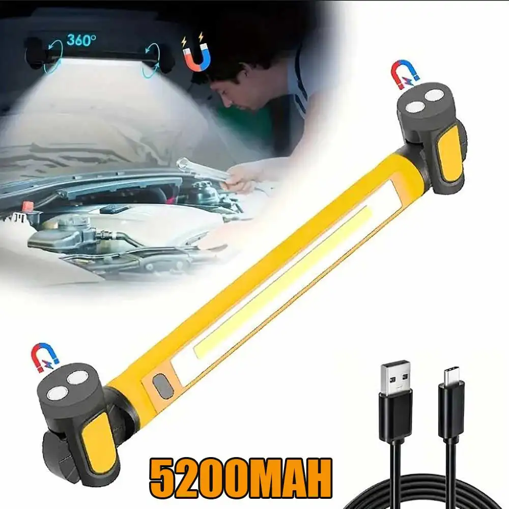 5200mahLED Magnetic Work Light Rechargeable Underhood Work Light with Hooks & Rotating Magnetic Base For Car Repairing Emergency