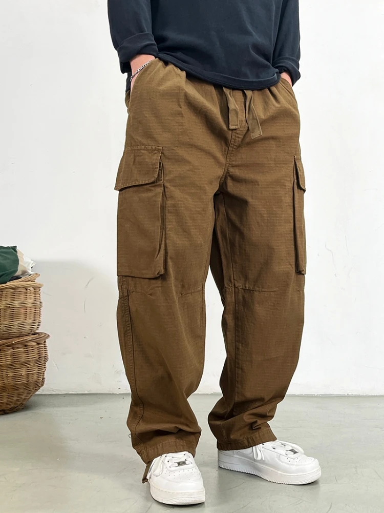 Japanese Streetwear High Quality Khaki Cargo Pants Harajuku Plus Size Casual Work Pants For Men Vintage Baggy Trousers Male
