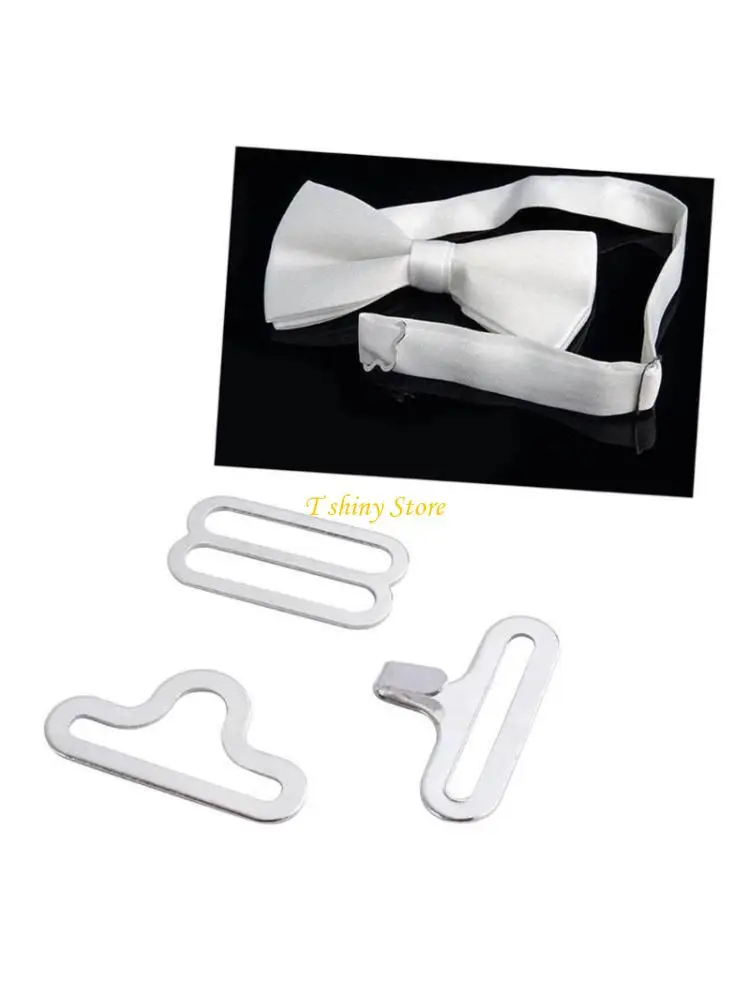 N58F 50 Pcs Bow Tie Cravat Clips Fasteners Bra Strap Buckles Webbing Connector Hook