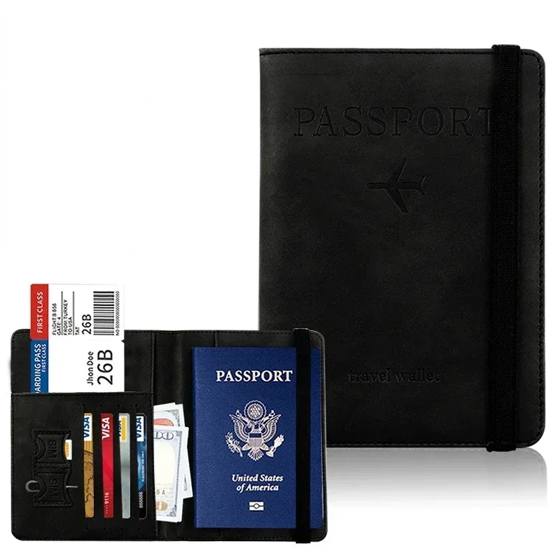 Multifunctional PU Leather Card Holder Travel Portable Passport Holder ID Card Credit Card Organizer Women Men Wallet Coin Purse