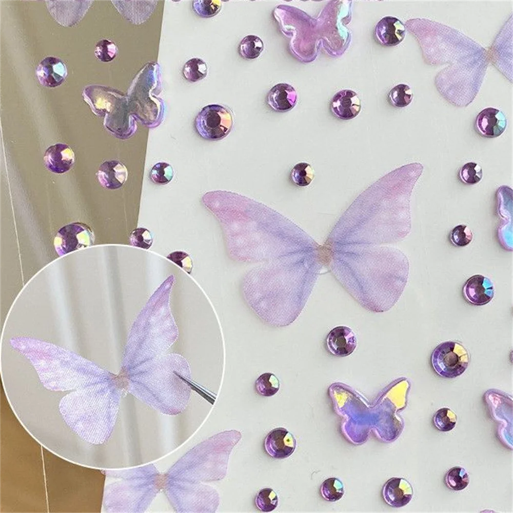 

Purple Mesh Butterfly Purple Facial Sticker Face Decoration Patch Beautiful Temporary Tattoo For Halloween New Year Concerts