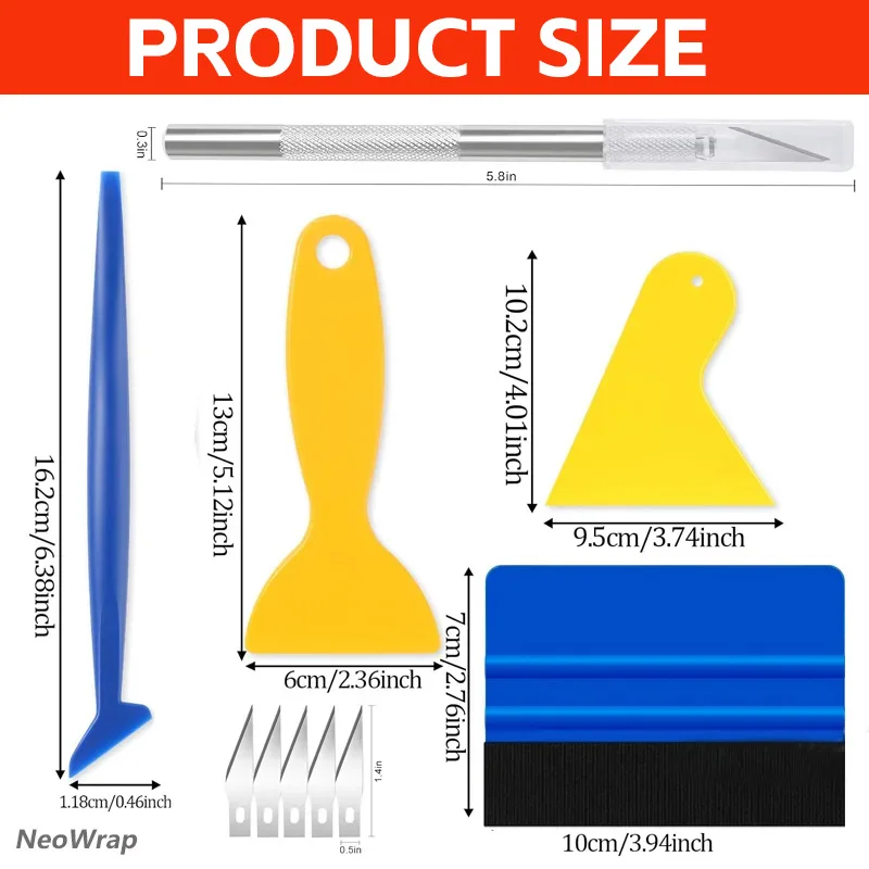 13pcs/set Car Wrapping Tools Kit Vinyl Scraper Cutter Film Squeegee Vinyl Spatulas Plastic Wrap Tools Window Tinting Tools