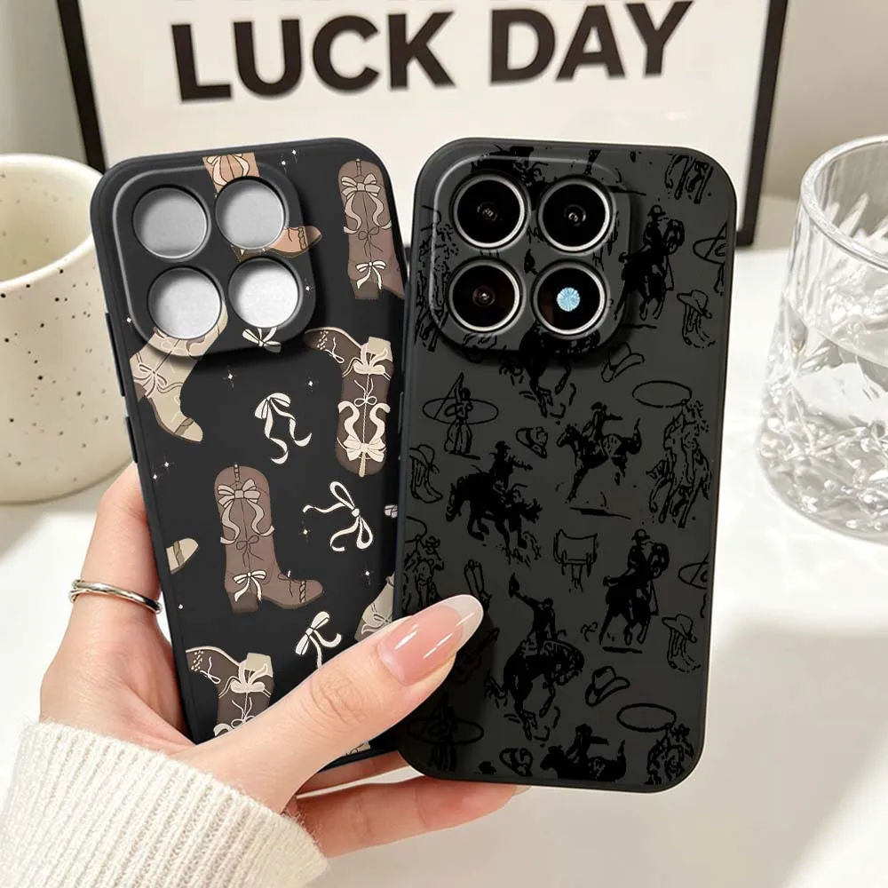 Cowboy Boot Pattern Phone Case For Xiaomi Mi 17 15 15T 14T 14 13 13T 12 12T 12S 11 Lite Pro Ultra 5G Black Soft Cover view 4