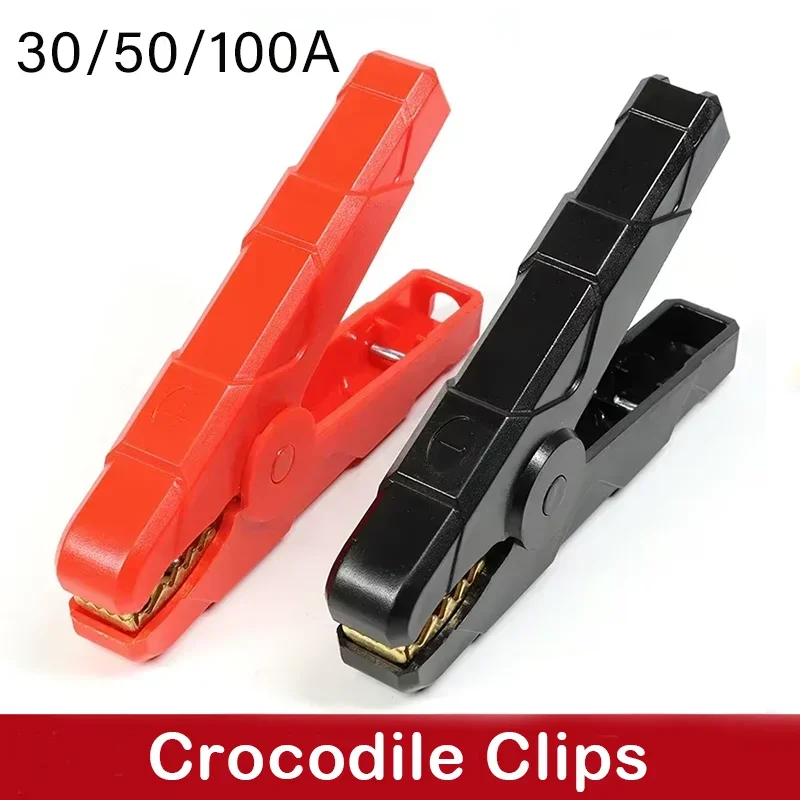 

Crocodile Clips Set Car Caravan Van Battery Test Lead Clips Plug Power 30A 50A 100A 300A Black + Red Alligator Clip Connector