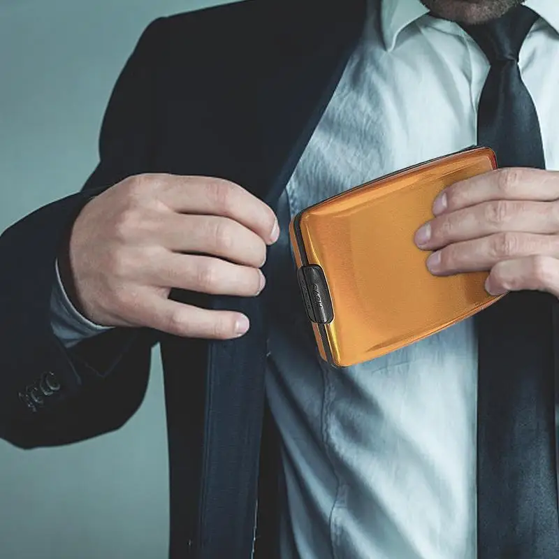 Portefeuille en aluminium pour hommes et femmes, métal, blocage RFID, porte-cartes de visite, étui rigide, multifonctionnel