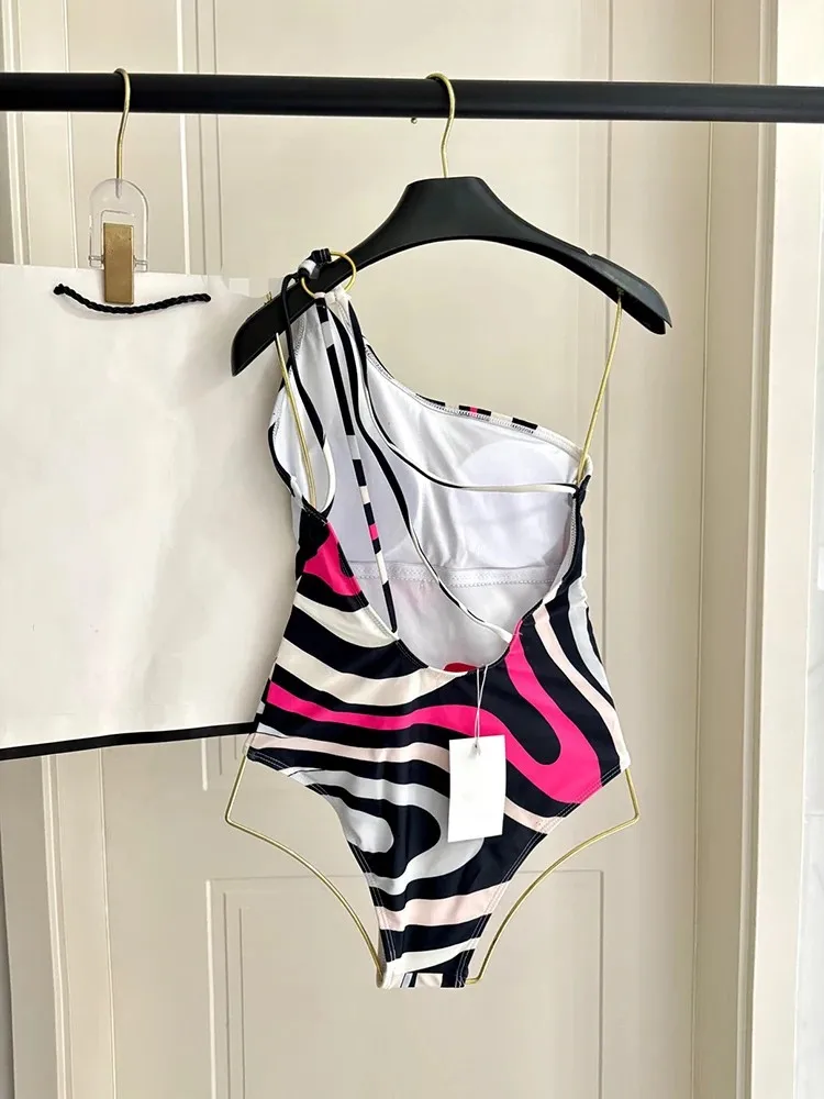 Summer Fashion Pool Party Sexy Slim Cotton One-piece Swimming Suit Women's Seaside Vacation Diagonal Collar Backless Romper