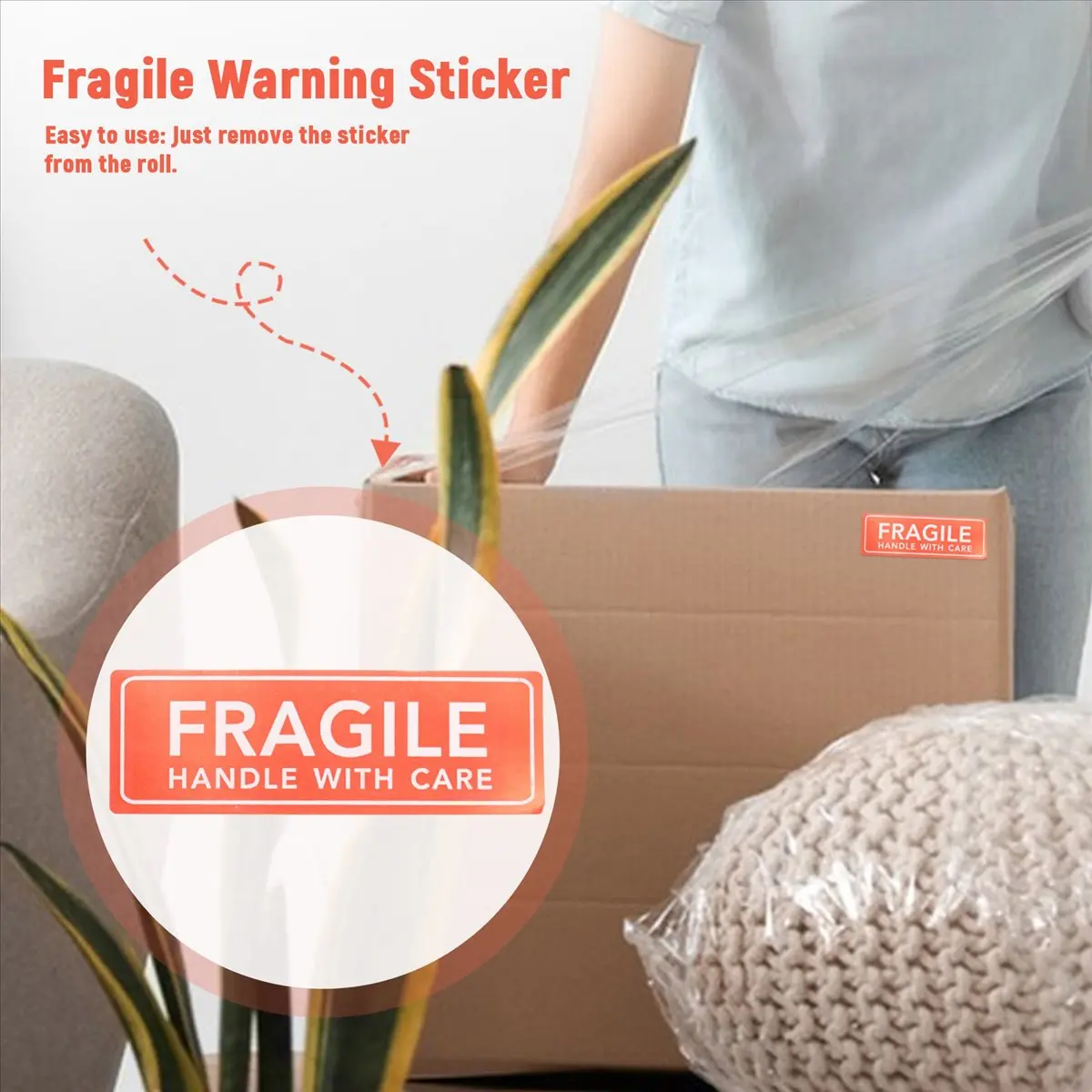 2027buy 1 rouleau/500 autocollants fragiles - Étiquettes « Fragile - Manipuler avec soin » - pour déménagement, expédition, envoi postal