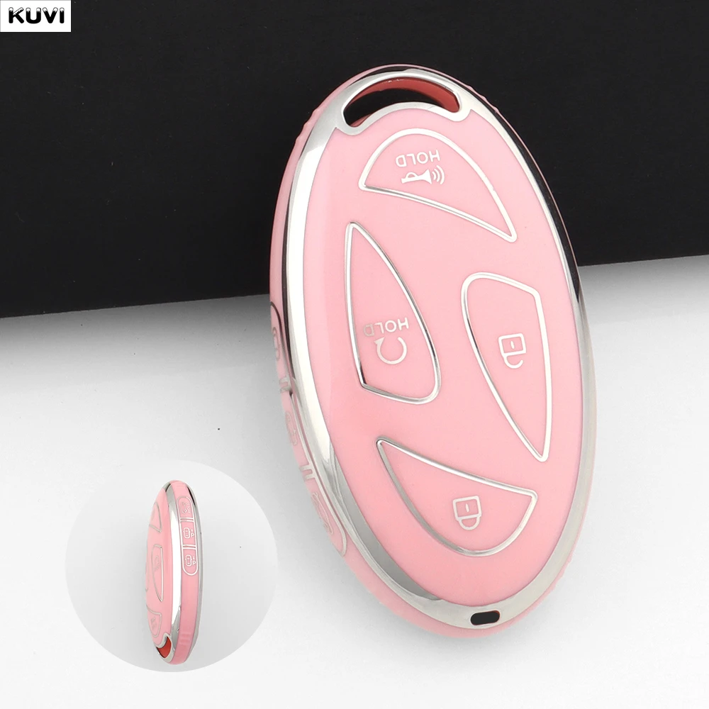 5 7 Buttons Pink TPU Car Remote Key Case Cover For Hyundai IONIQ 6 New Grand Prix GN7 Kona Protected Keychain Fob Accessories image 3