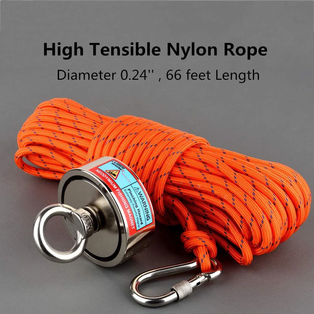 Imagem -04 - Double Sided Magnet Fishing Kit Ímãs de Neodímio Luvas de Garra de Corda Bolsa de pá de Plástico 300500kg