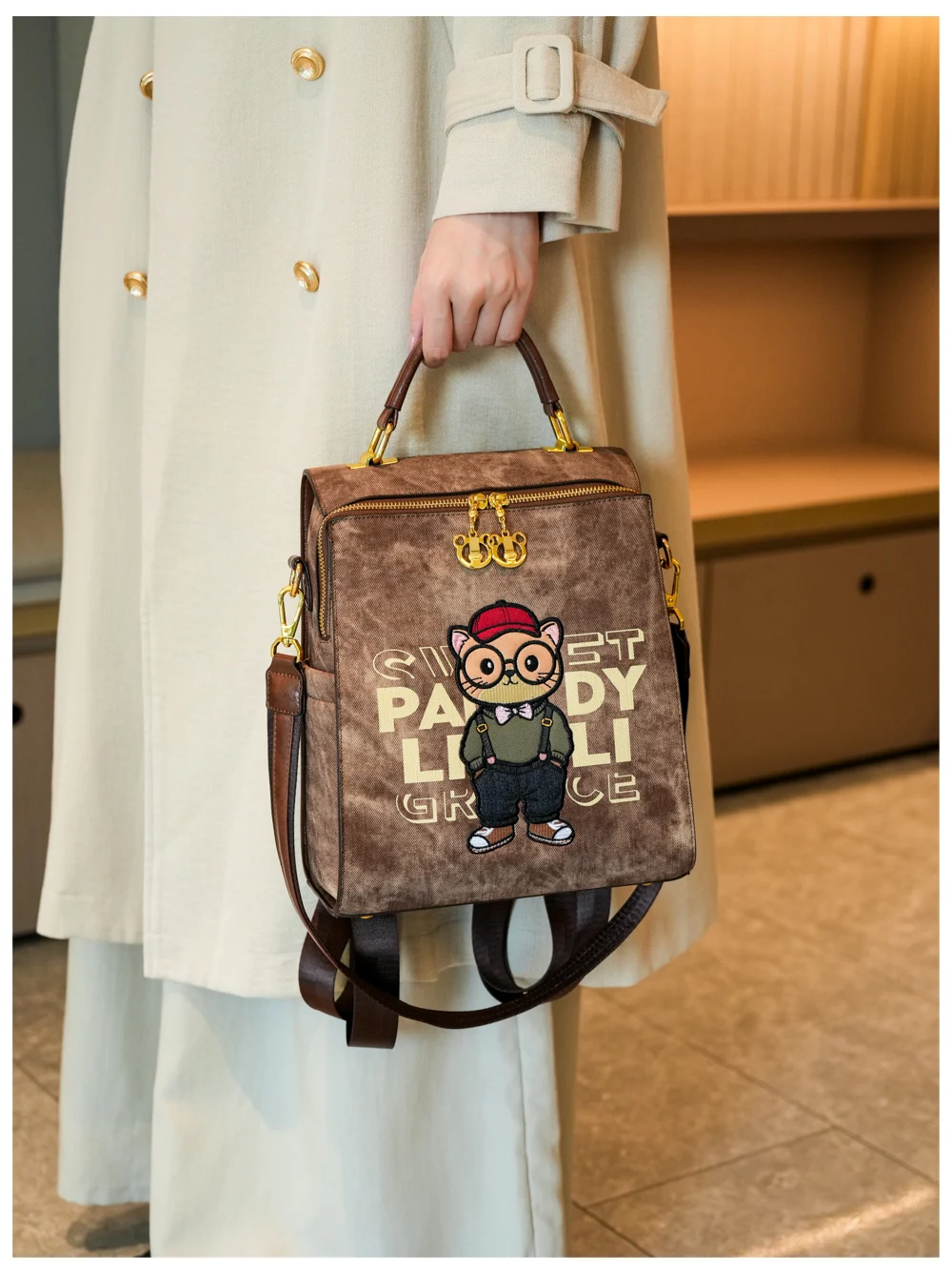 【Gran oferta】Mochila moderna, bolso de hombro para mujer, mochila de gran capacidad con cierre y bolso de mano informal con doble correa para los hombros.