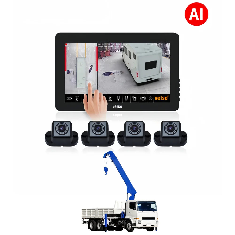 360 Degree Surround View Camera Ai 1080p Front Side Reverse Backup Camera For Heavy Duty Loader Crane Truck