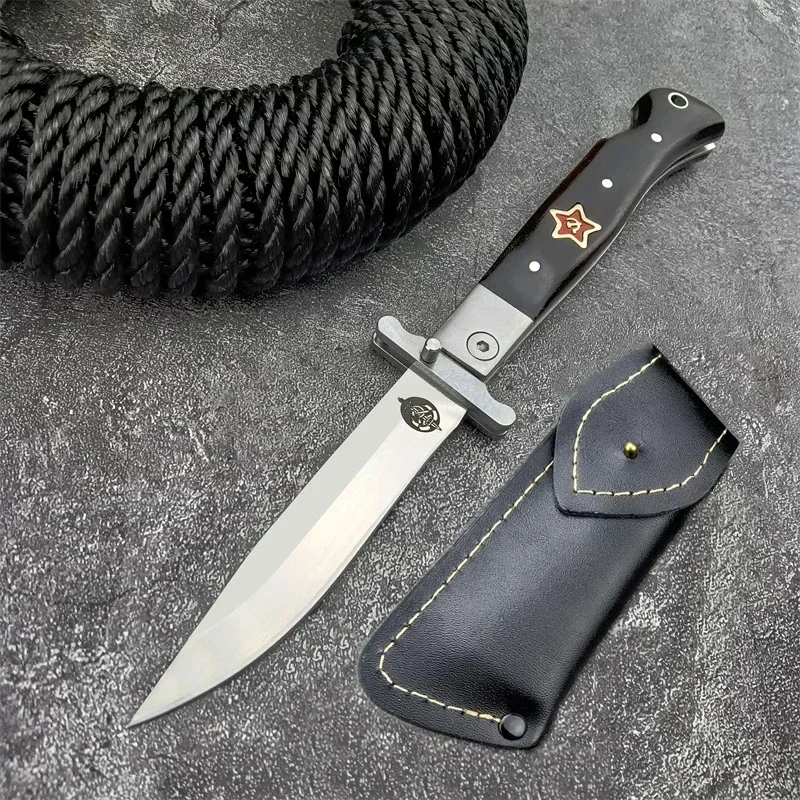 Russian Style Folding Pocket Knife 440c Blade ABS Handle Outdoor Knife Camping Survival Tactical Military Tool with Sheath