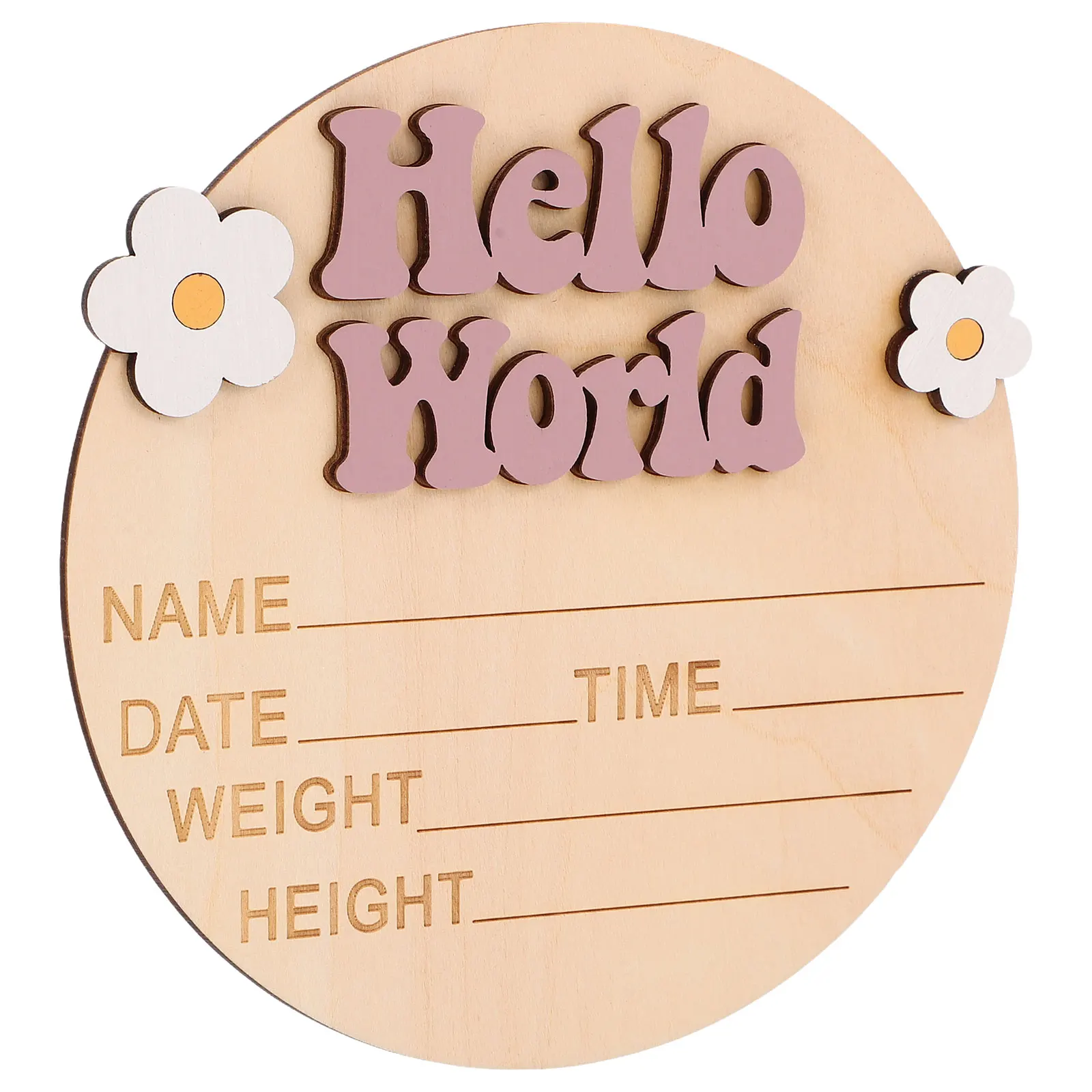 

Growth Milestone Memorial Card Smooth Wood Newborn Sign Baby Name Announcement Photo Props Recording Birth Detail Weight