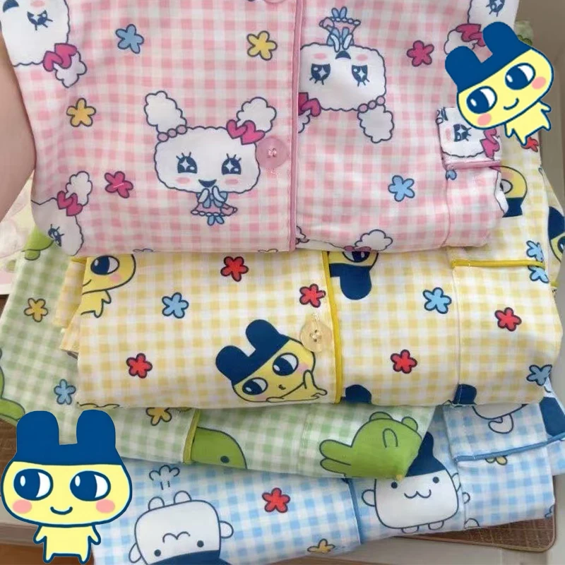 2-teiliges koreanisches Homewear-Set im Tamagotchi-Stil: Kurzarm-Shorts-Set/Langarm-Hosen-Set, Partner-Outfits, Damen-Studenten-Pyjamas
