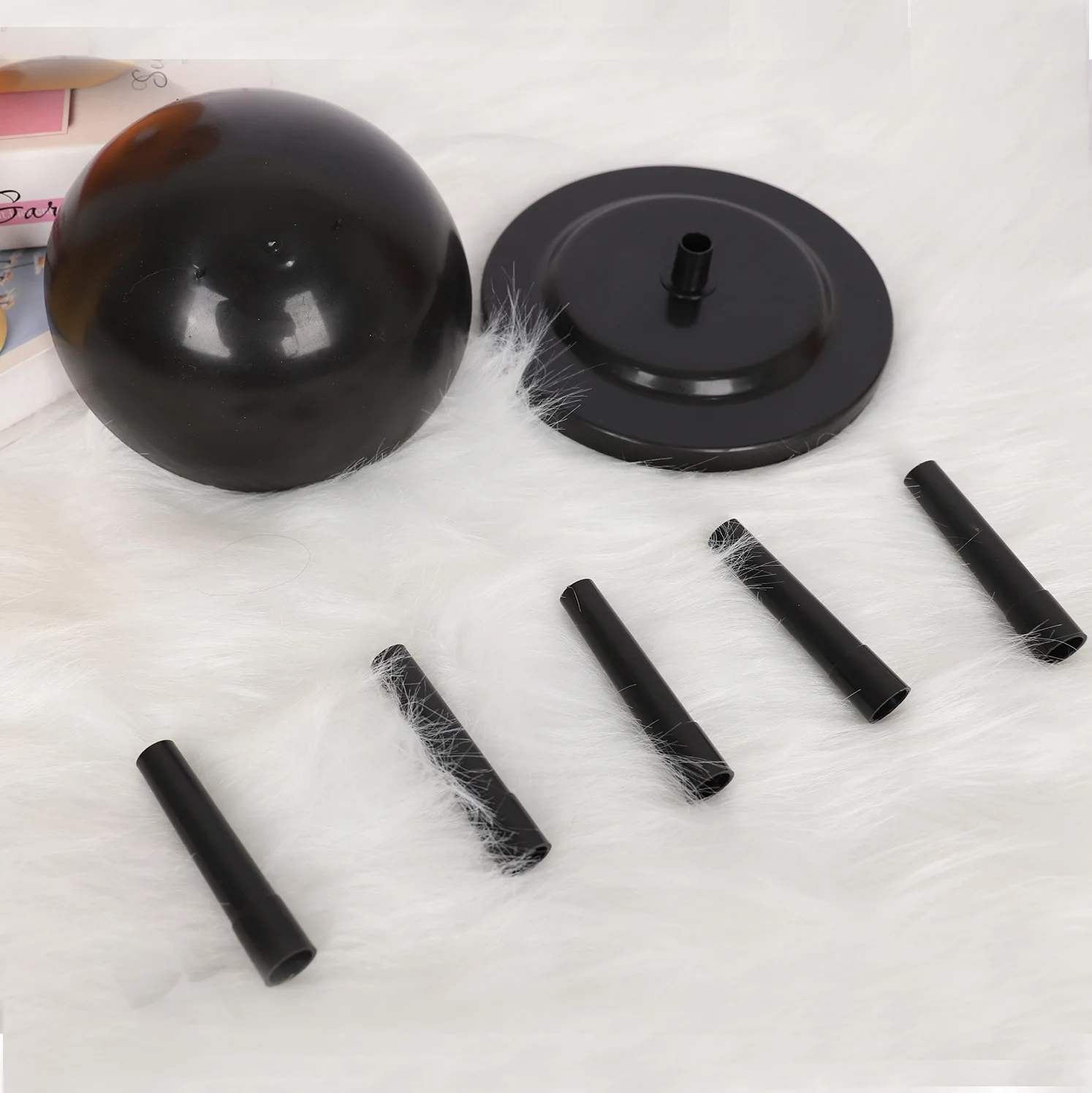 Supporto per parrucca in plastica nera per espositori per parrucche e cappelli Staffa a fungo Espositori per parrucche portatili regolabili Colore rosa bianco
