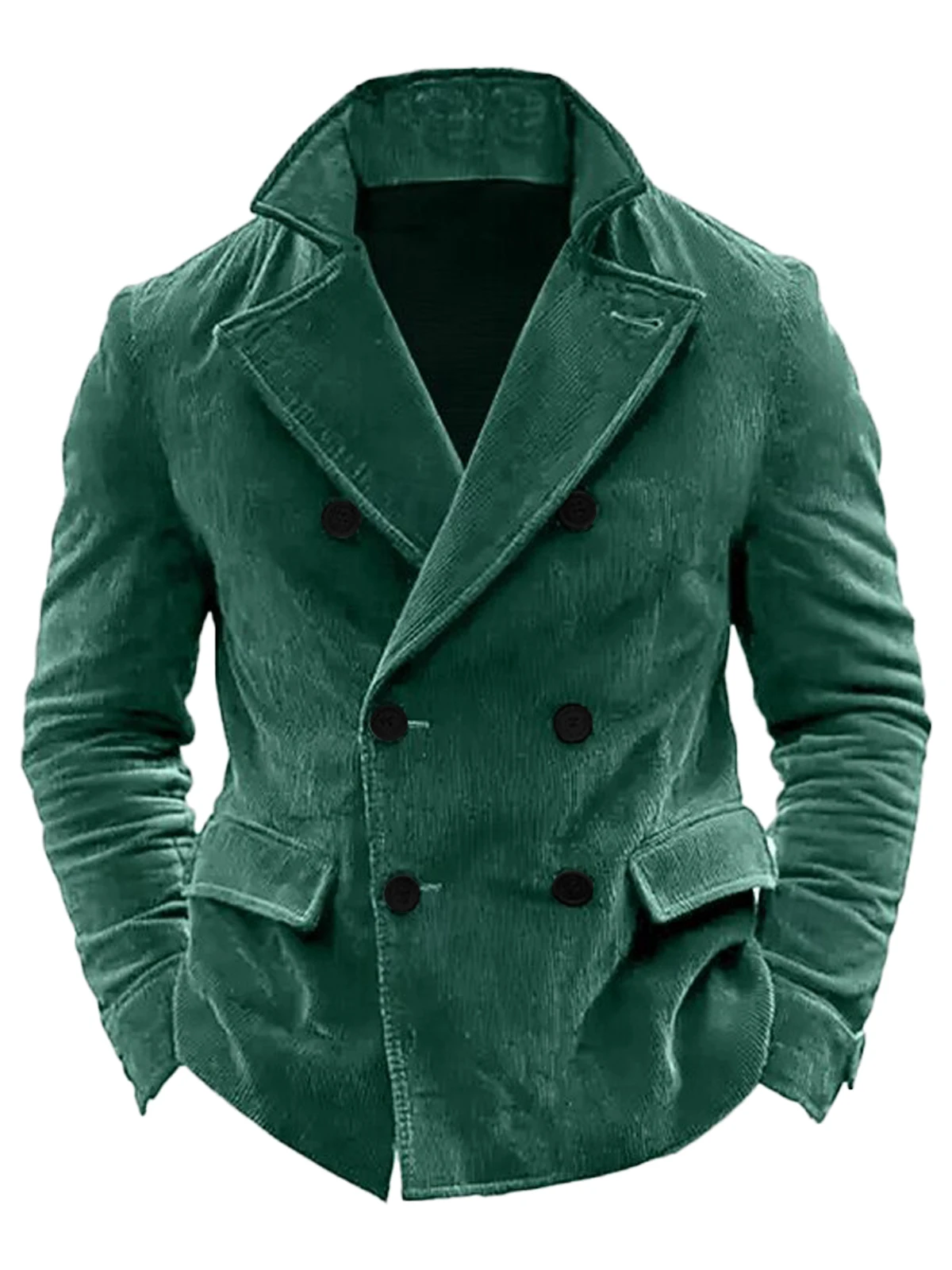 Men's Velvet Double Breasted Blazer Notch Lapel Casual Sport Coat Slim Fit Vintage Formal Suit Jacket for Party Daily Business