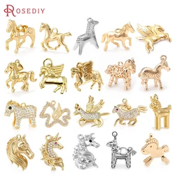 18K Gold Color Brass Pegasus Horse Charms Pendants High Quality Necklace Earrings Jewelry Accessories Rosediy official-website