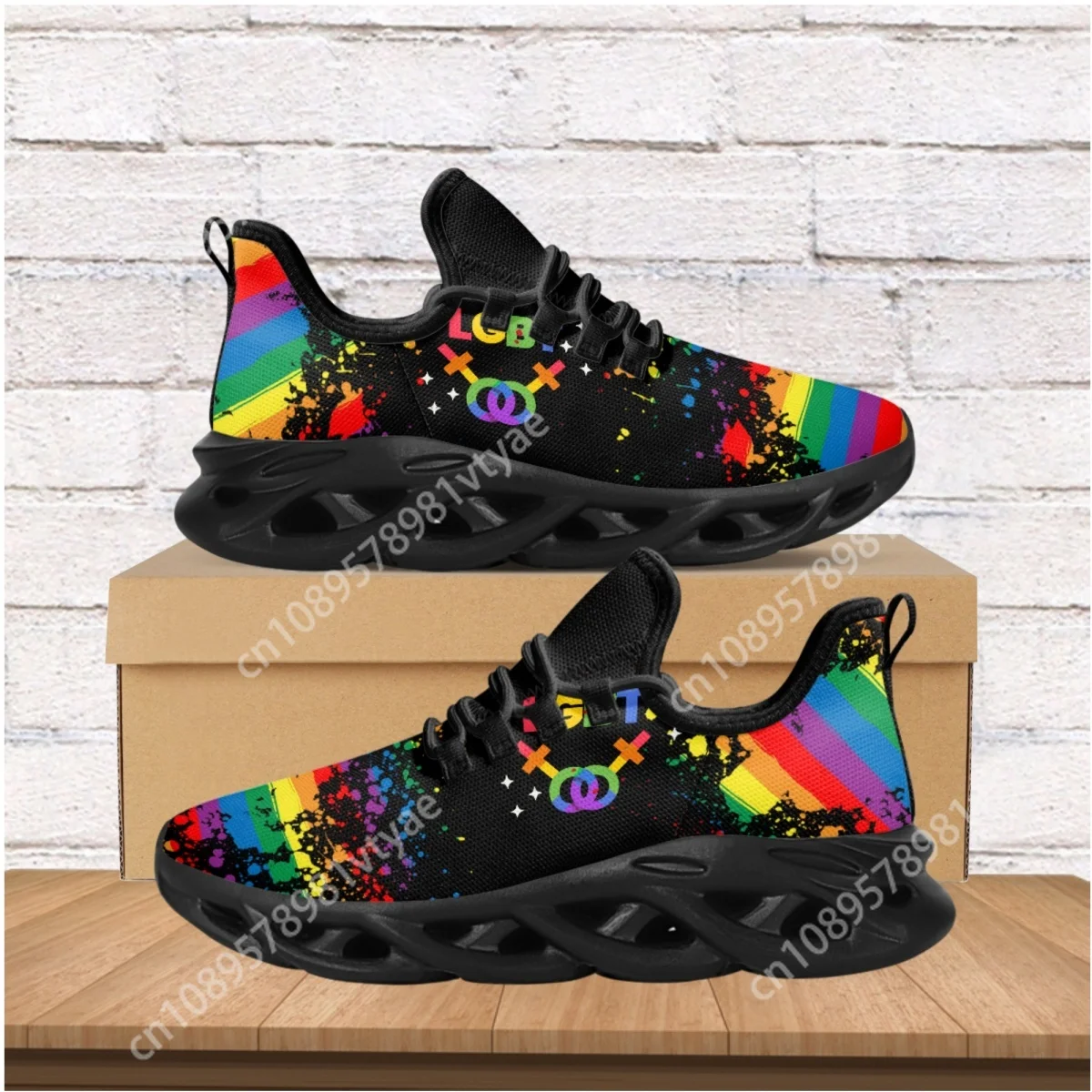 

Breathable Women's Casual Shoes LGBT Pride Flag Friends Summer Fashion Lace-Up Flats Teen Fitness Non-Slip Sneakers Footwear