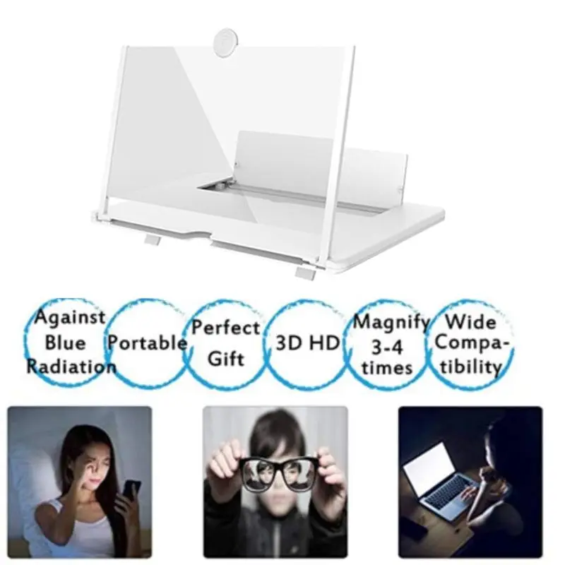 B04C-3D HD Mobile Phone Screen Magnifier Movie Video Stand Amplifier Desktop Phone Holder 3D HD Movie Video Stand 18 Inch ,B 1 P