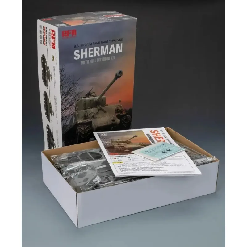 

Rye Field RFM5042 1/35 Scale U.S.Tank M4A3 76w HVSS Sherman W/Full Interior-WorkableTrack Links Assembly plastics model kit