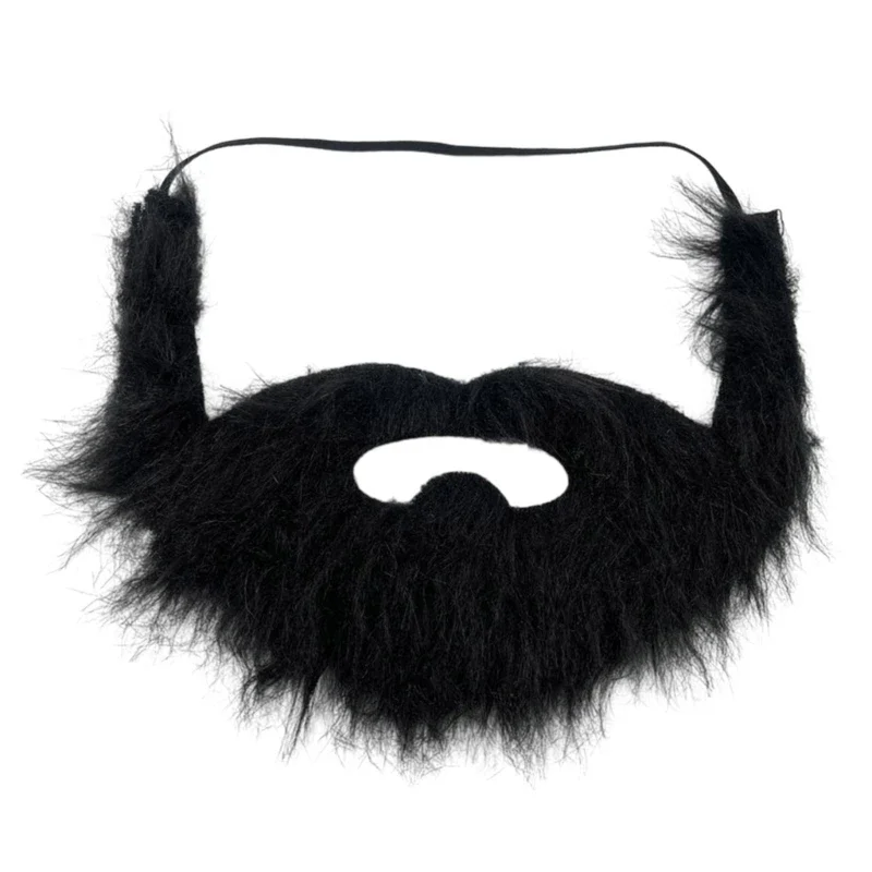 Funny Fake Black Beard with Mustache Halloween Cosplay Costumes Accessories Fiber Hair for Men Women Dress up