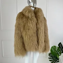 Manteau de fourrure mongole pour femme, veste courte, peau de mouton véritable, agneau, meilleur savoir