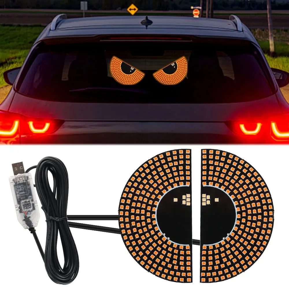 

Devil Eye Car Brake Light Sticker USB Charger Inner Decorative Lamp Front/Rear Windshield LED Flash Warning Indicator Taillight