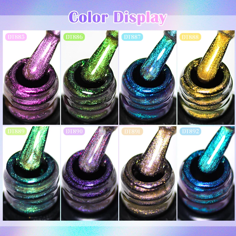 MEET ACROSS 7ml Aurora Cat Magnetic Gel Nail Polish For Nails Glitter Sparkling Semi-Permanent UV Gel Nail Art Varnish Manicure