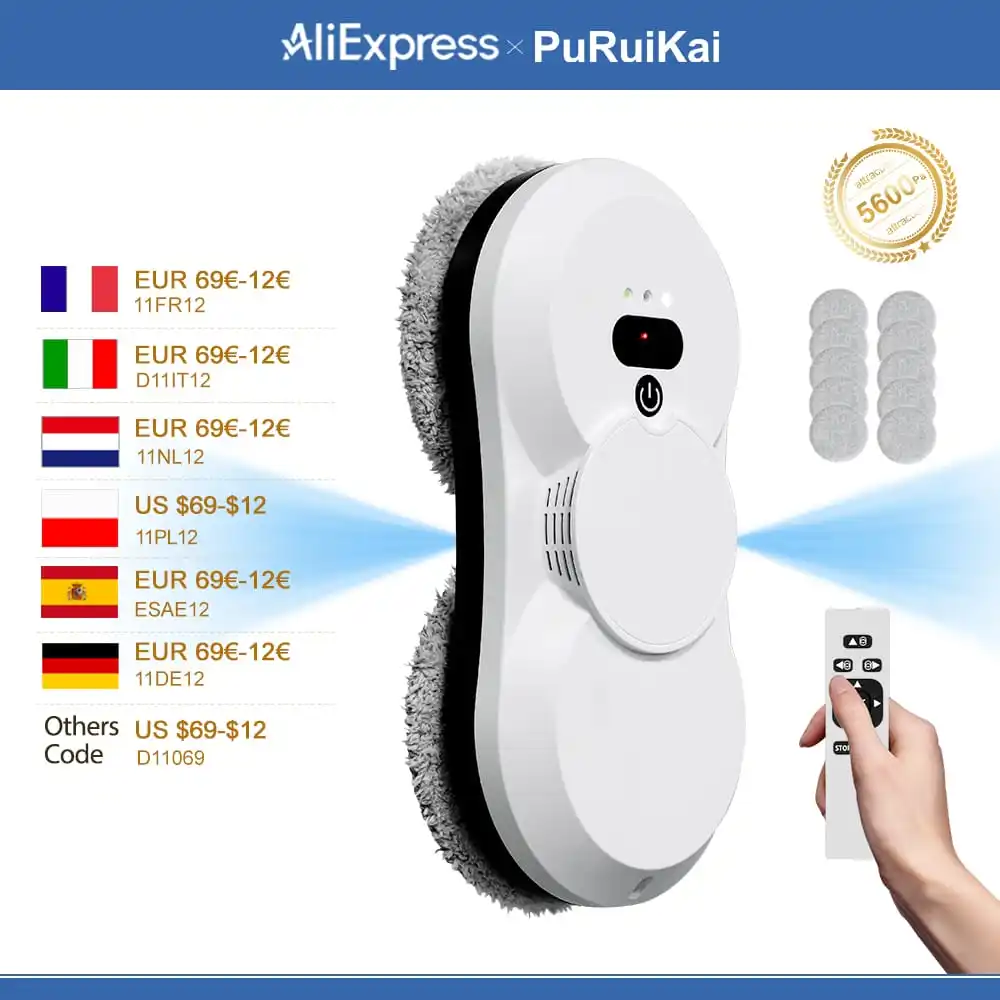 PuRuiKai robot electric automatic window cleaning Robotic vacuum cleaner, with remote control, two-way automatic spray