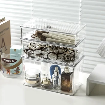 化粧品用の透明な収納ボックス,化粧品,化粧ブラシ,パウダーパフ,家庭用,1ユニット