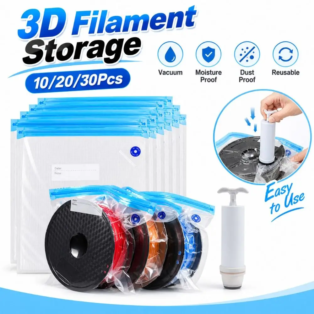 Reusable 3D Printer Vacuum Bags Moisture Resistant Double Seal 3D Filament Storage Dustproof Hand Pump Compatible