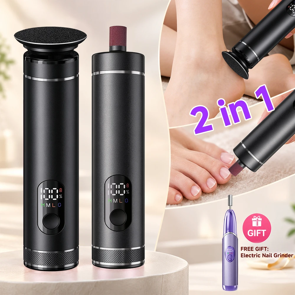 2-in-1 Electric Callus Remover & Nail Grinder, 3 Speed Adjustable, LCD Display, USB Rechargeable, Free Nail Grinder Gift Set
