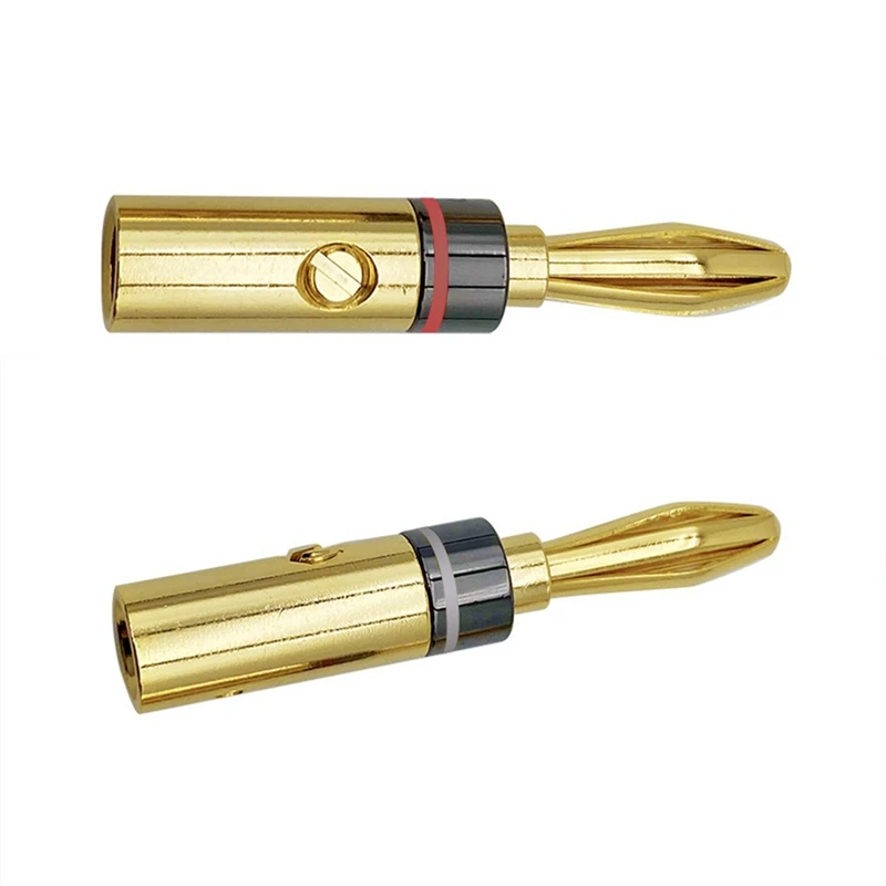 

1Set Banana Plug 4MM Banana Connector For Audio Jack Speaker Amplifier Plugs Gold+Black