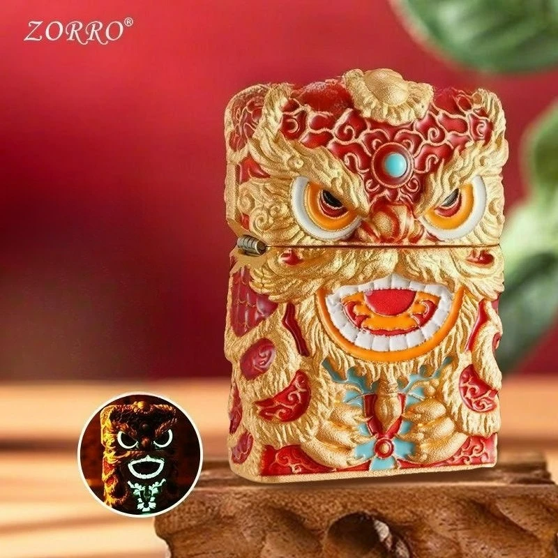 ZORRO Authentic Lighter Quality Oil Windproof Personalized Heavy Armor Night Light Enamel Color Holiday Gift Gift for Men