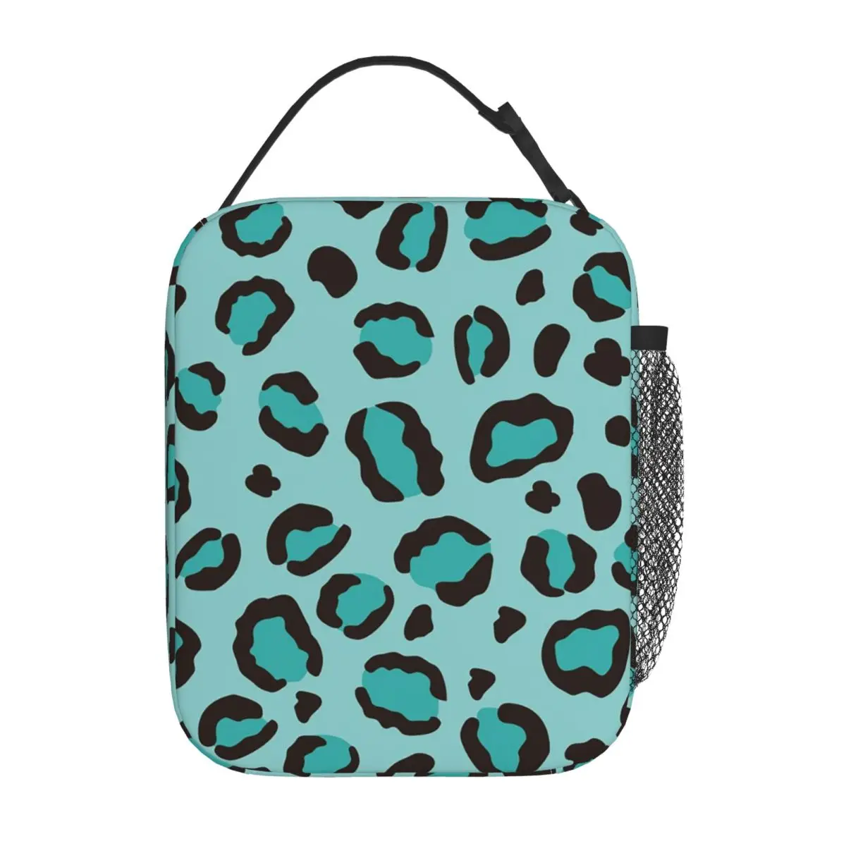 Cool Turquoise Blue Leopard Print Cheetah Insulated Lunch Bag for Women Kids Leakproof Food Boxes Thermal Lunch Box Tote