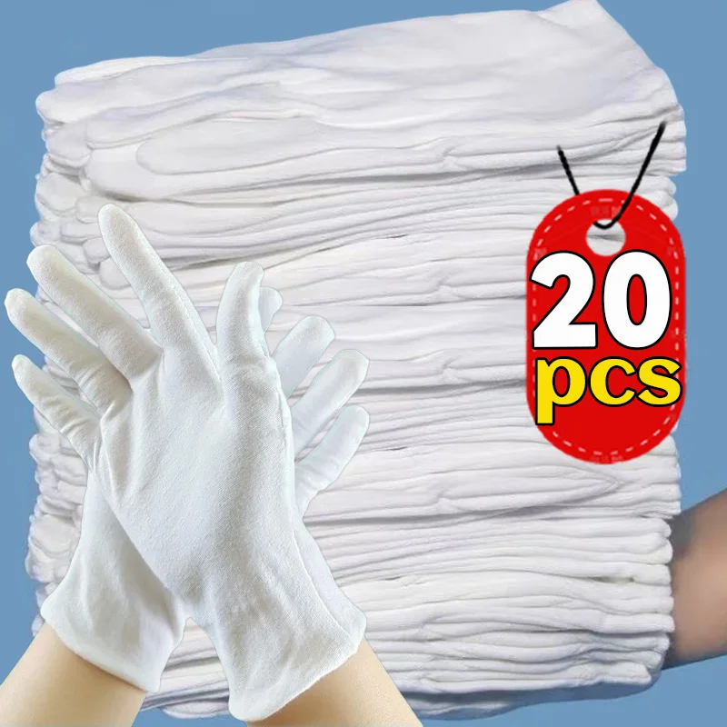 White Cotton Soft Etiquette Gloves for Women Men Cultural Disposable Non-woven Protection Gloves Waiters/Drivers/Workers Mittens