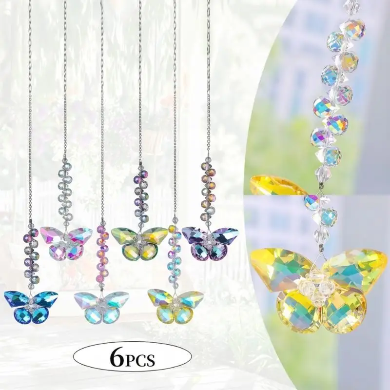 QX2E Lovely Crystal Butterfly Windchime To Enhances Your Patios Outdoor Space