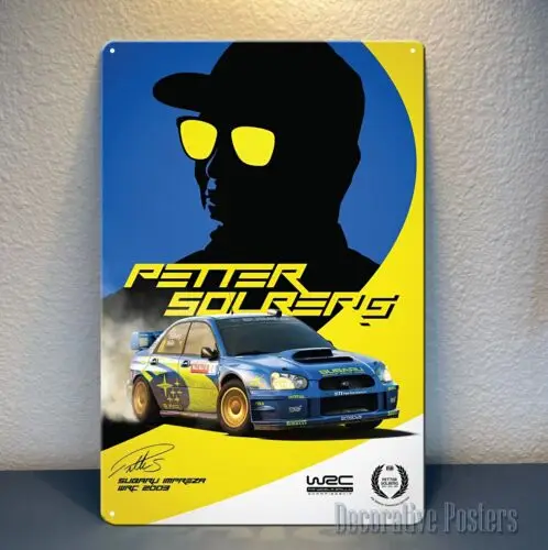 Металлический плакат автомобиля Impreza Peter Solberg — коллекционный знак — размер: 20x30 см — алюминий