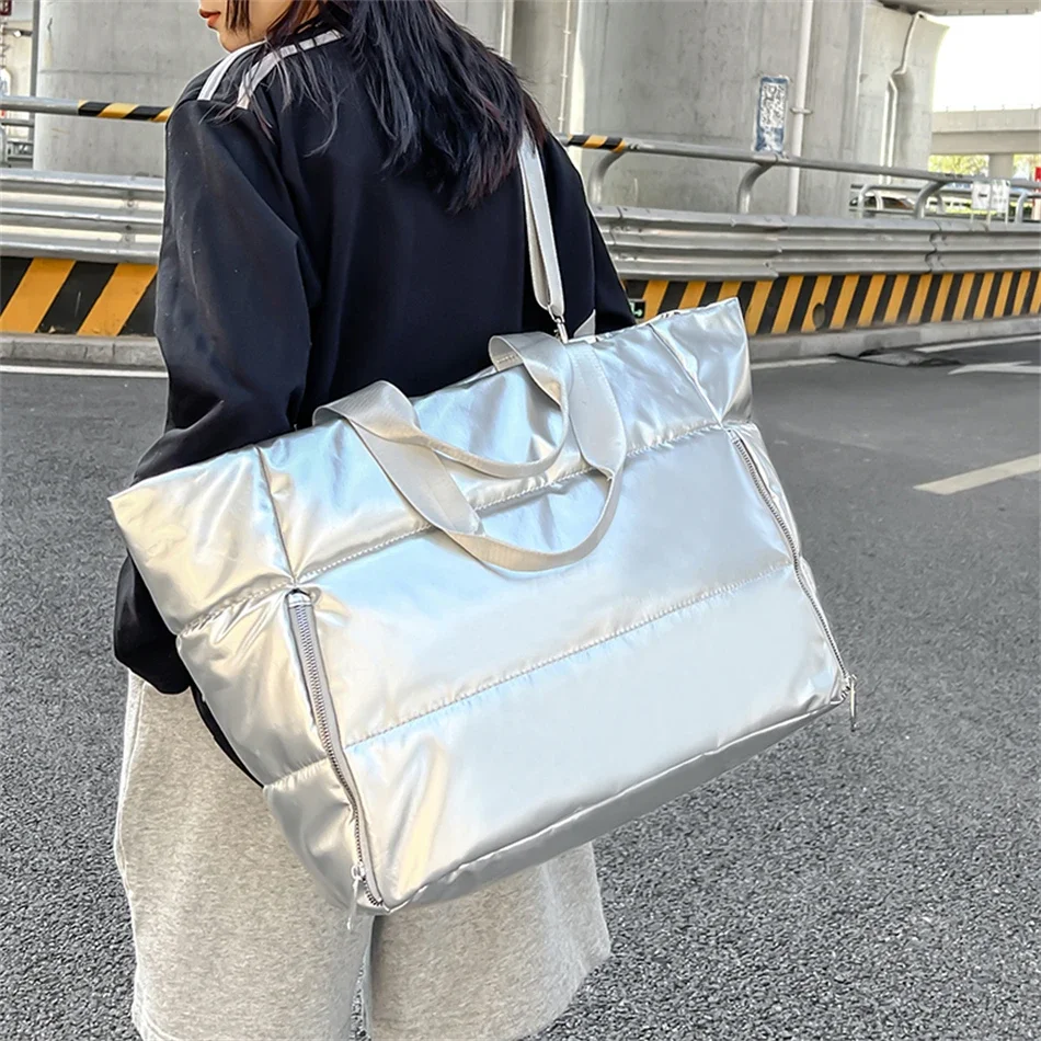 Extra-large Size Women Gym Sports Bag Solid Color Waterproof Weekend Travel Duffle Bags for Women Sport Fitness Shoulder Handbag