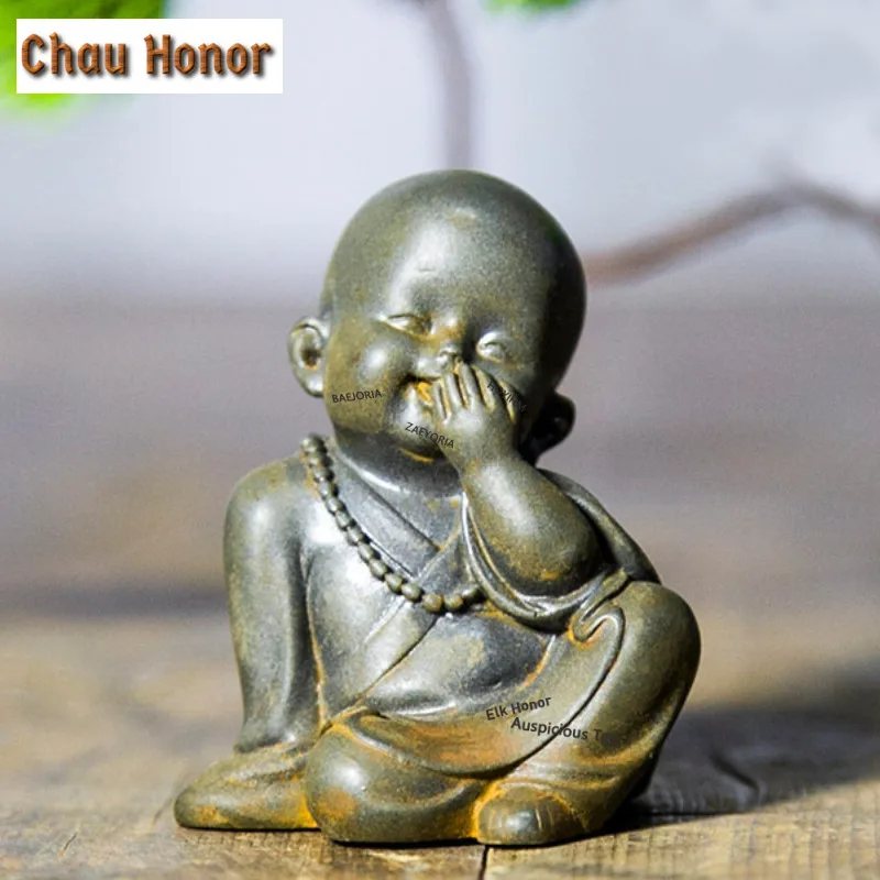 ZAEYORIA Zen Little Monk Novice Tea Pet Luxury Exquisite Miniatures Tea Figurine Play Toys Tea Statue Ornaments Tea Lucky Model