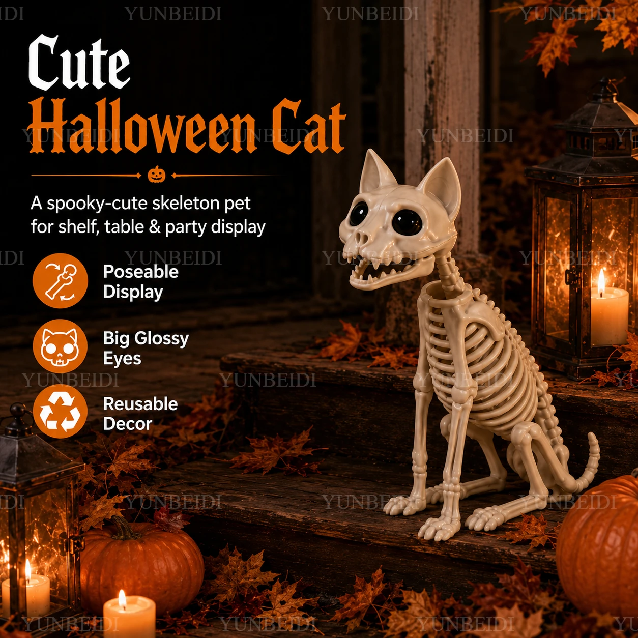 Halloween Skeleton Cat and Dog Animal Skeleton Model Decorations for Halloween Horror Decorations and Ghost House Props
